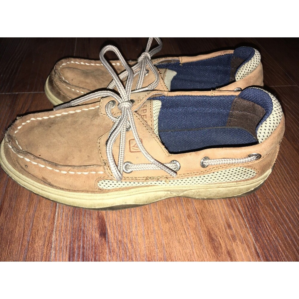 Sperry Boys Lanyard Brown Topsider Boat Shoes 3M